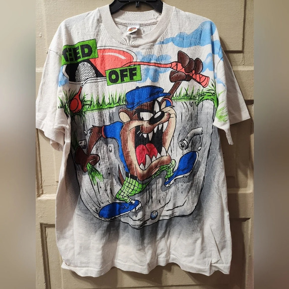 Vintage Looney Tunes Taz Tasmanian Devil "TEED OFF" Graphic Short Sleeve Tshirt - Picture 1 of 8